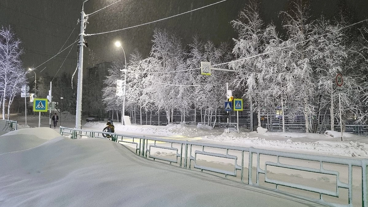 Зимний Усинск: облачная погода и небольшой снег 30 января