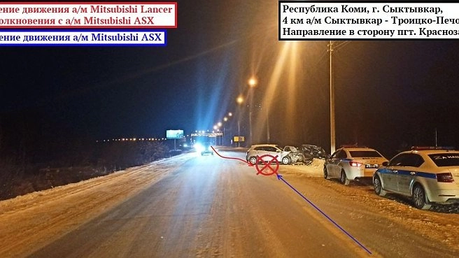 В Коми две Mitsubishi не поделили дорогу