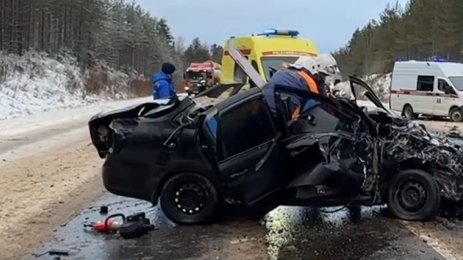 Главная картинка новости: Лобовое столкновение в Коми привело к госпитализации двух водителей