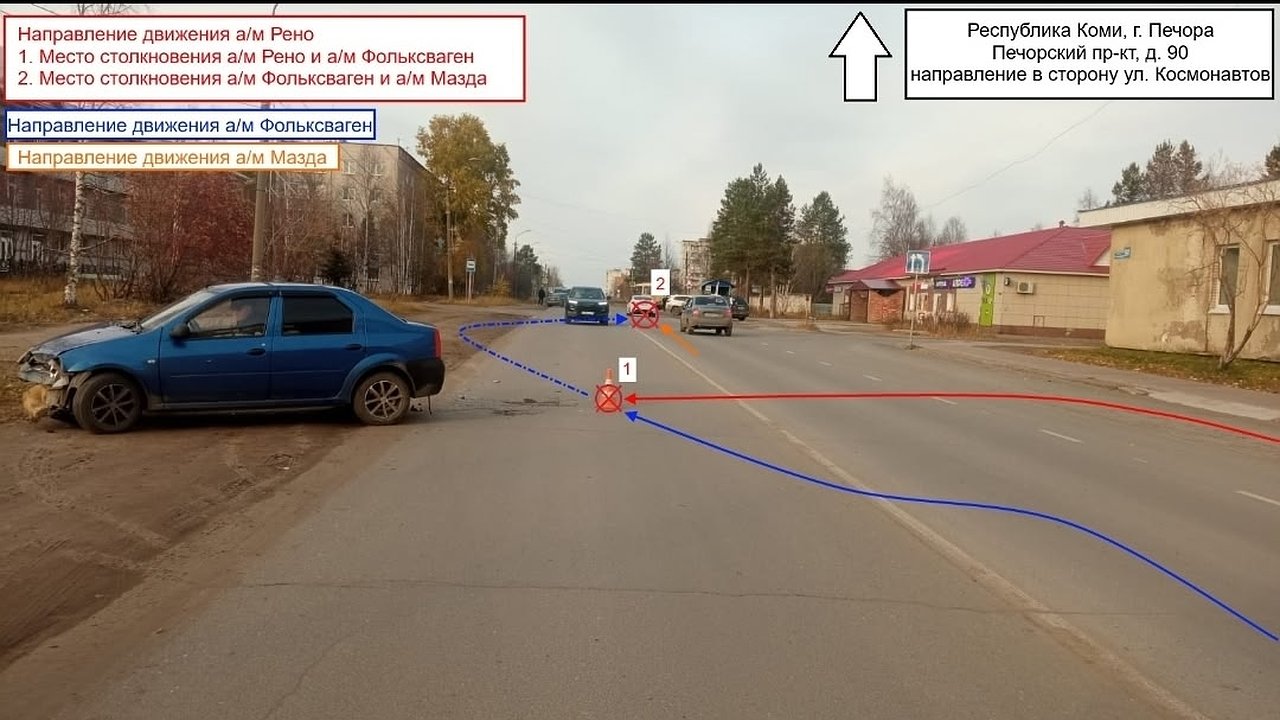 Главная картинка новости: В Коми неосторожный разворот спровоцировал цепное ДТП с пострадавшим