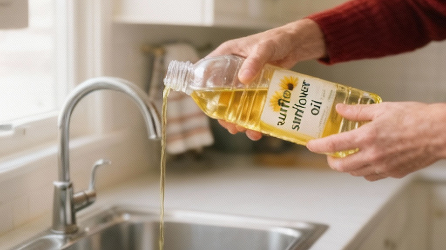 Главная картинка новости: Уходя из дома, всегда заливаю подсолнечное масло в раковину - придете домой и ощутите разницу