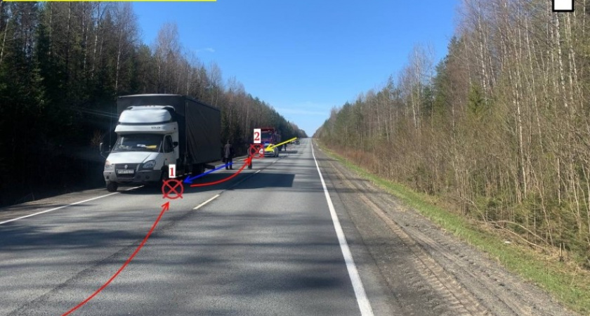 В Коми Kia вылетела на "встречку" и столкнулась с газелью и грузовиком